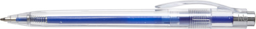 Plastic transparent ballpen with coloured refill