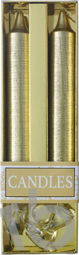 Two glitter candles with glass holder