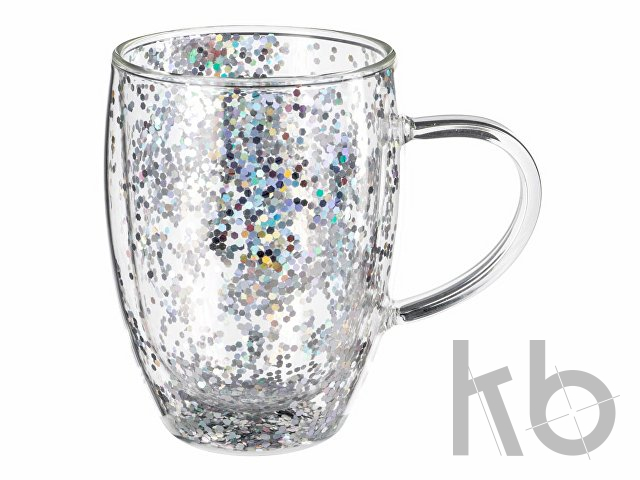 Кружка с двойными стенками с блестками, 290 мл, серебристый Кружка с двойными стенками с блестками «Festival»