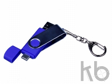 USB 2.0/micro USB/Type-C- флешка на 16 Гб c поворотным механизмом