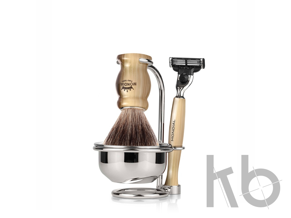 Бритвенный набор: станок, помазок, чаша, подставка