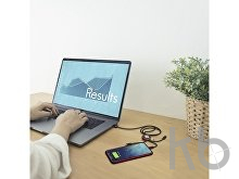 Зарядный кабель 3 в 1 со светящимся логотипом и округлым бамбуковым корпусом