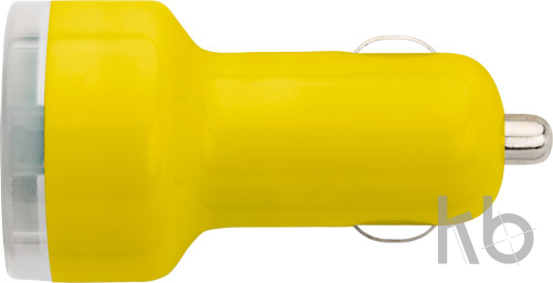 Plastic car power adapter with two USB ports