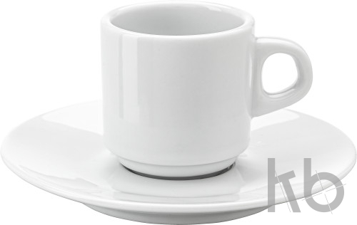 Stackable porcelain cup and saucer (70 ml)