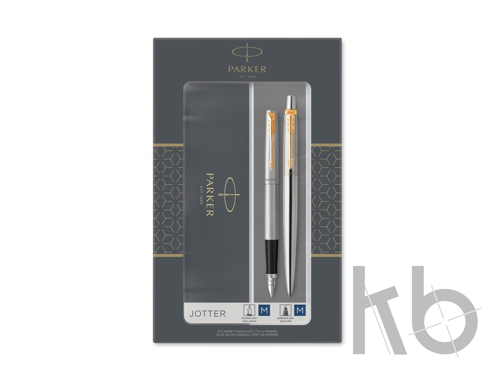 Набор Parker «Jotter Core Stainless Steel GT»: ручка шариковая, ручка перьевая