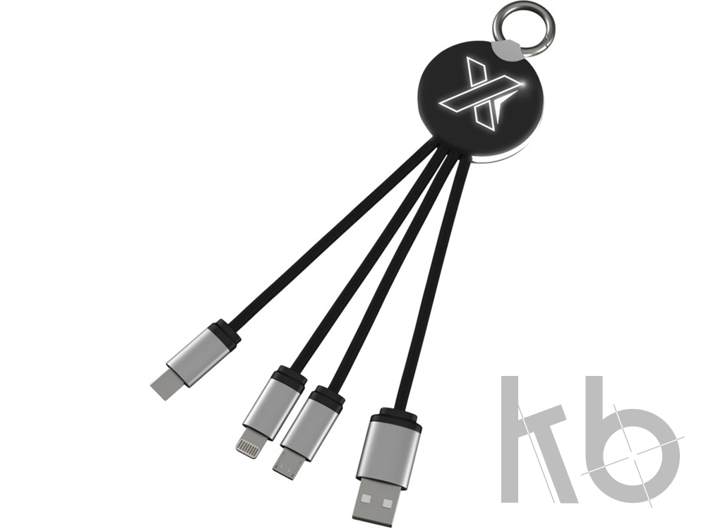 Кабель 3 в 1 с круглым брелоком и подсветкой