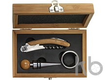 Stainless steel and bamboo wine set