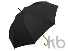 Зонт-трость «Okobrella» с деревянной ручкой и куполом из переработанного пластика