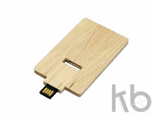 USB 2.0- флешка на 16 Гб в виде деревянной карточки с выдвижным механизмом