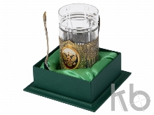 Подстаканник с хрустальным стаканом и ложкой «Российский»