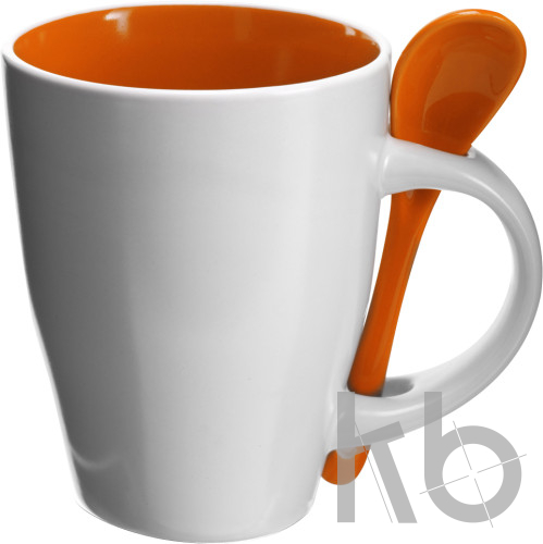 Ceramic mug with spoon
