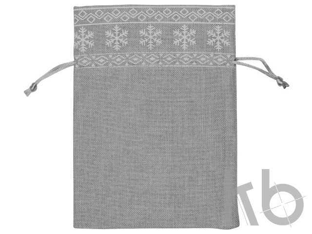 Мешочек подарочный новогодний, хлопок, средний, серый Мешочек подарочный новогодний