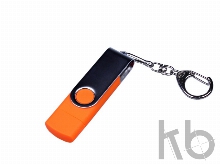 USB 2.0/micro USB/Type-C- флешка на 16 Гб c поворотным механизмом