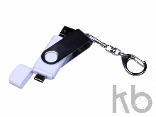 USB 2.0/micro USB/Type-C- флешка на 16 Гб c поворотным механизмом