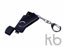 USB 2.0/micro USB/Type-C- флешка на 16 Гб c поворотным механизмом