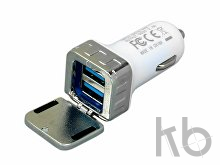 Квадратная автомобильная зарядка на 2 USB-порта