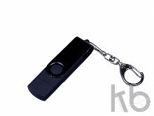 USB 2.0/micro USB/Type-С- флешка на 32 Гб 3-в-1 с поворотным механизмом