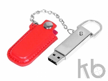USB 2.0- флешка на 8 Гб в массивном корпусе с кожаным чехлом