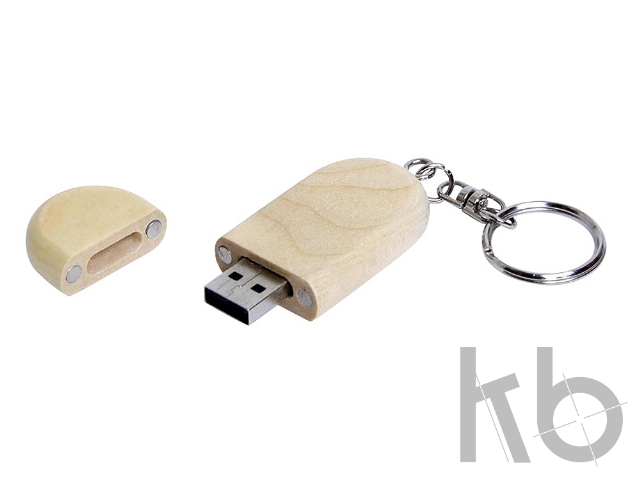 USB 2.0- флешка на 16 Гб овальной формы и колпачком с магнитом