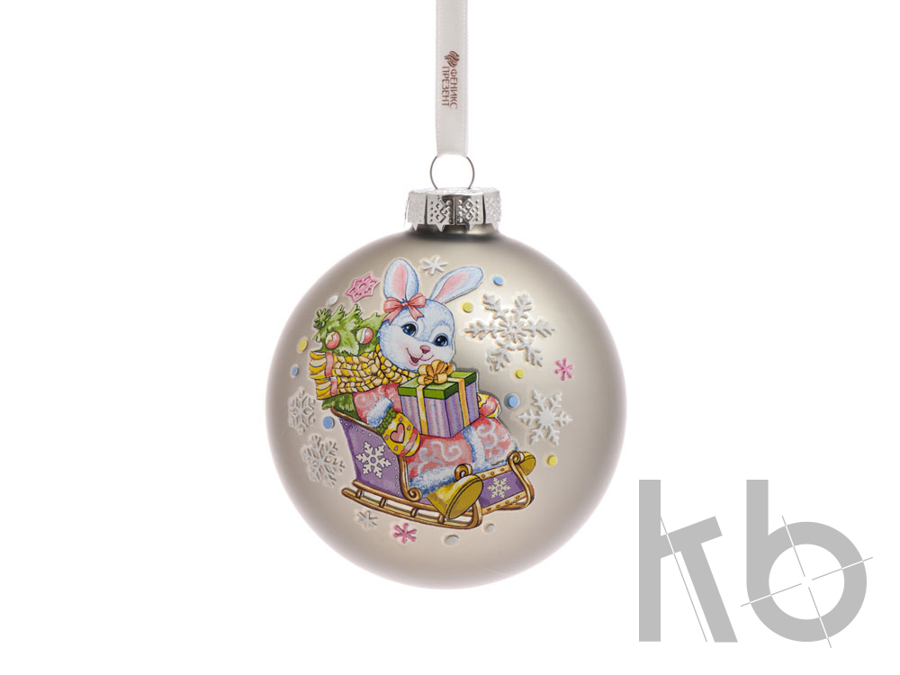 Стеклянный шар «Зайчик»