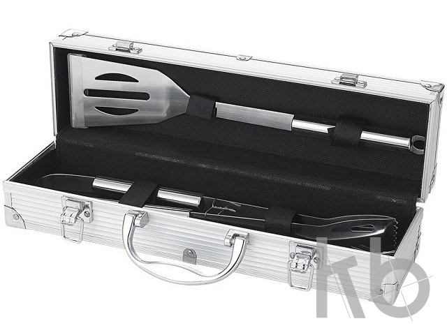 Набор для барбекю в кейсе: лопатка, щипцы, вилка «Salvy»