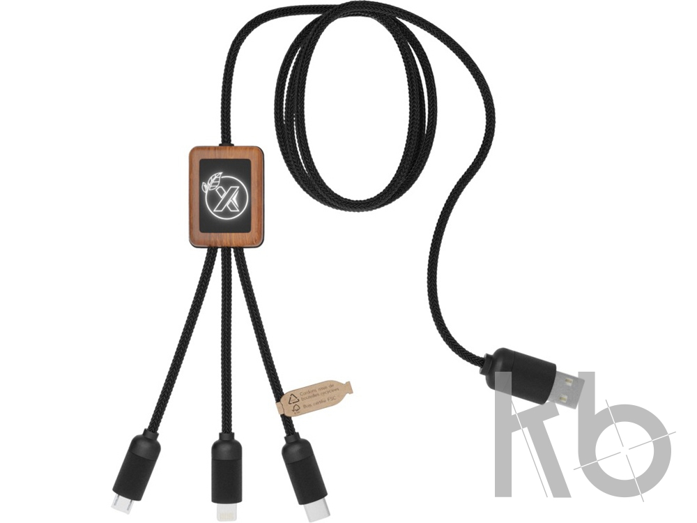 Кабель 3 в 1 в оплетке из бамбука