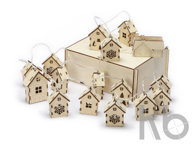 Елочная гирлянда с лампочками «Зимняя сказка» в деревянной подарочной коробке