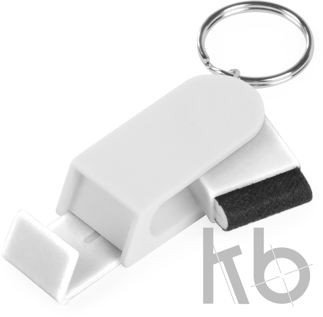 Брелок-подставка для мобильного с очистителем для экрана