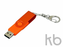 USB 2.0- флешка промо на 32 Гб с поворотным механизмом и однотонным металлическим клипом