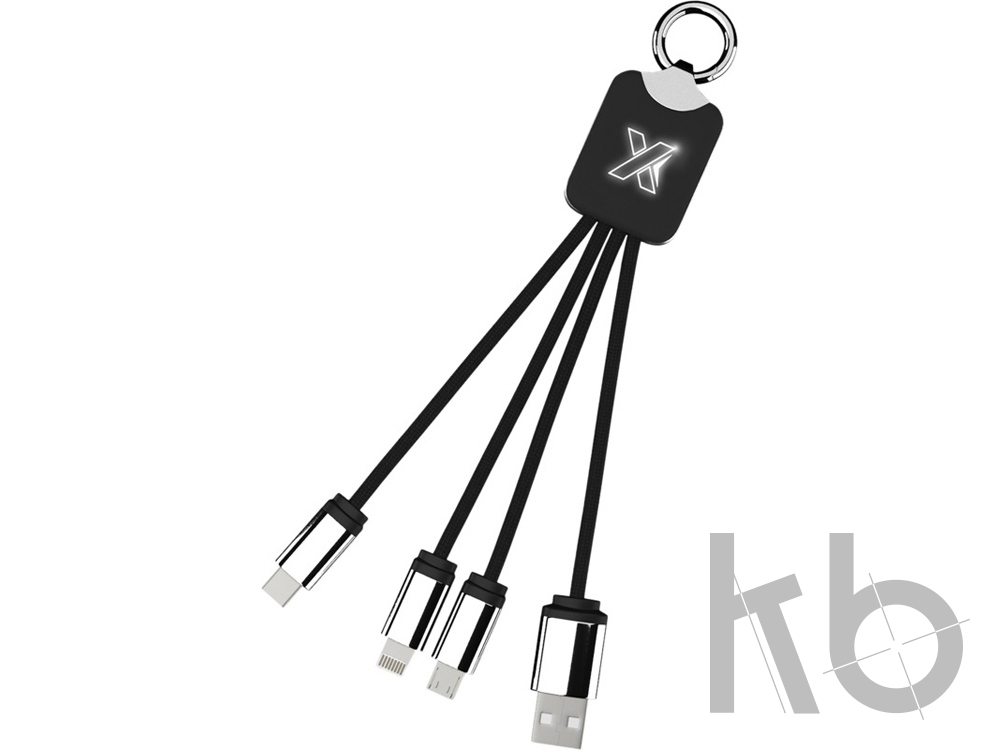 Кабель 3 в 1 с брелоком и подсветкой