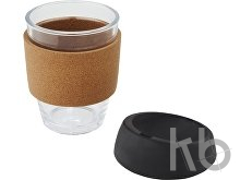 Стеклянный стакан с силиконовой крышкой и пробковой манжетой «Lidan»