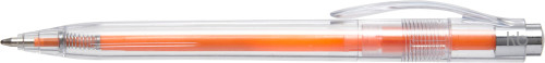Plastic transparent ballpen with coloured refill
