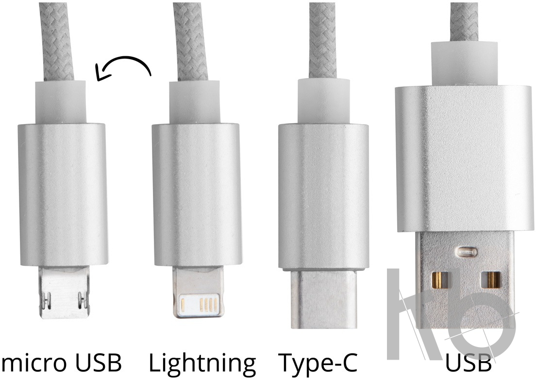 Кабель-брелок micro USB, USB-C и Lightning