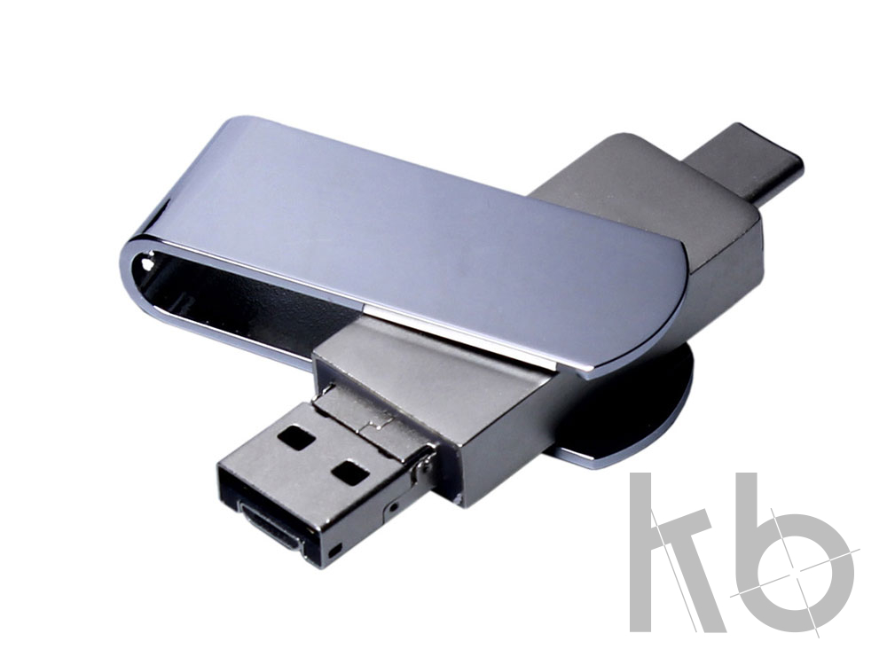 USB 3.0-флешка на 32 Гб с поворотным механизмом и дополнительным разъемом Micro USB