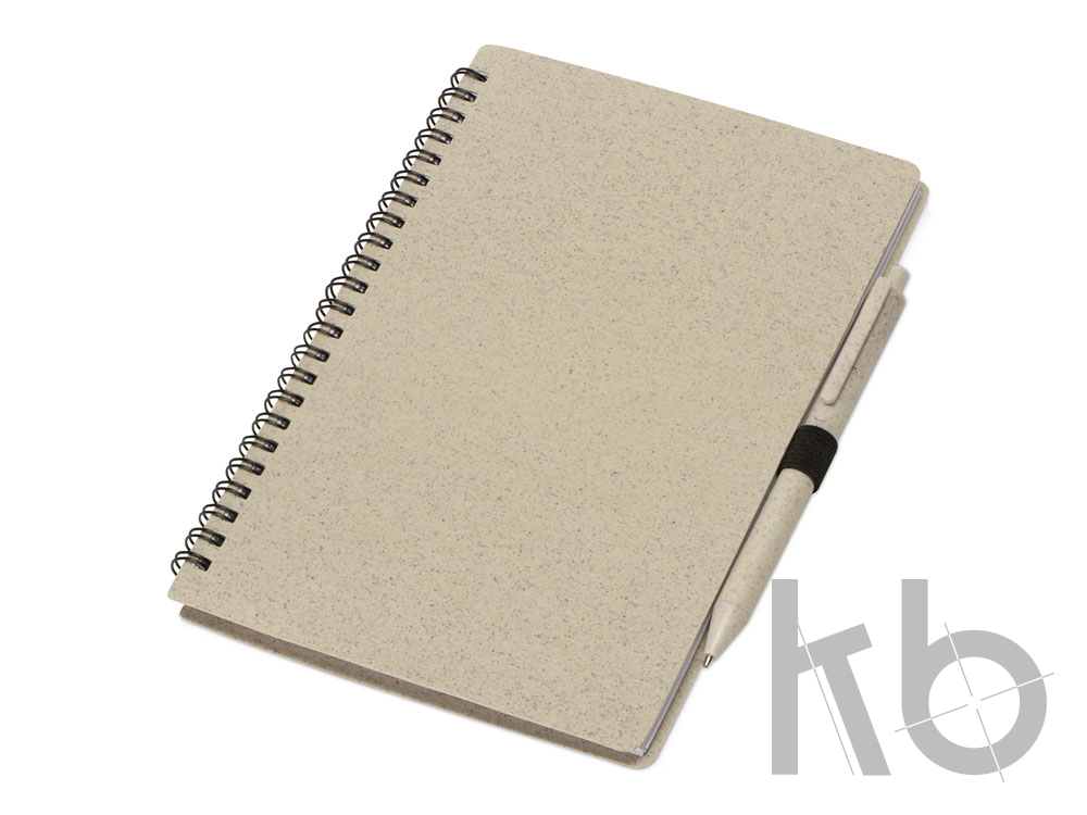 Блокнот А5 «Toledo M» с обложкой из пшеницы и пластика и шариковой ручкой