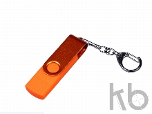 USB 2.0/micro USB/Type-С- флешка на 64 Гб 3-в-1 с поворотным механизмом