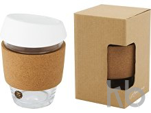 Стеклянный стакан с силиконовой крышкой и пробковой манжетой «Lidan»