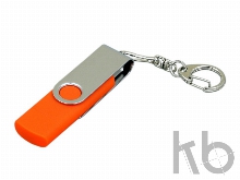 USB 2.0- флешка на 16 Гб с поворотным механизмом и дополнительным разъемом Micro USB