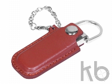 USB 2.0- флешка на 64 Гб в массивном корпусе с кожаным чехлом