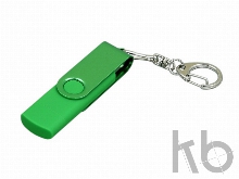 USB 2.0- флешка на 32 Гб с поворотным механизмом и дополнительным разъемом Micro USB