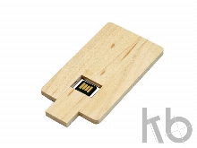 USB 2.0- флешка на 8 Гб в виде деревянной карточки с выдвижным механизмом