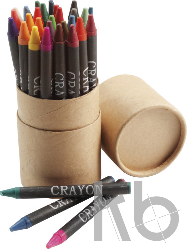 Cardboard tube with crayons