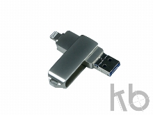 USB 3.0/micro USB/Lightning- флешка на 32 Гб с поворотным механизмом