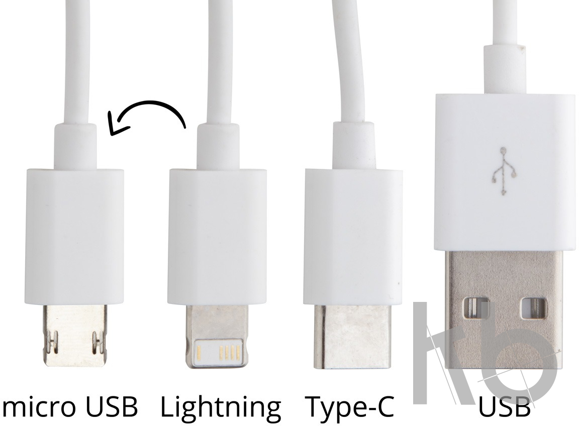 Кабель-брелок micro USB, USB-C и Lightning