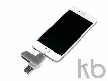 USB 3.0/micro USB/Lightning- флешка на 64 Гб с поворотным механизмом