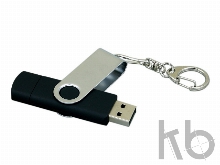 USB 2.0- флешка на 64 Гб с поворотным механизмом и дополнительным разъемом Micro USB
