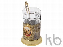 Подстаканник с хрустальным стаканом и ложкой «Российский»