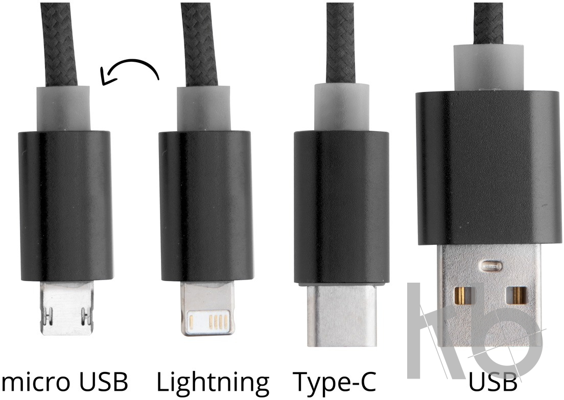 Кабель-брелок micro USB, USB-C и Lightning