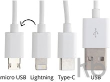 Кабель-брелок micro USB, USB-C и Lightning