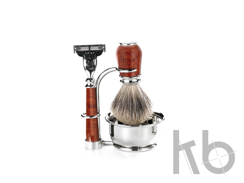 Бритвенный набор: станок, помазок, чаша, подставка
